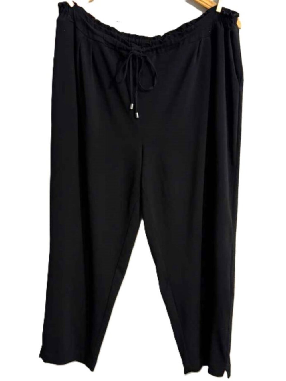 Melissa Paige Wms Drawstring Waist Straight Leg Stretch Leggings Pant Black XL P